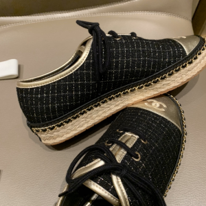 Luxury Womens Shoes Chanel Black Fabric Espadrilles Flats 35 To 39 A136PP410 AA145924
