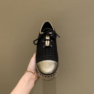 Luxury Womens Shoes Chanel Black Fabric Espadrilles Flats 35 To 39 A136PP410 AA145924