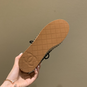 Luxury Womens Shoes Chanel Black Fabric Espadrilles Flats 35 To 39 A136PP410 AA145924