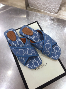 Gucci GG Fabric Slide Sandal Blue 