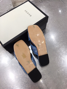 Luxury Womens Shoes Gucci GG Fabric Slide Sandal in Blue 35 To 40 A136PP380 AA145901