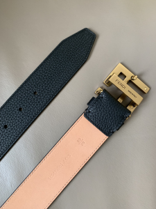 Luxury Mens Belts Fendi FF Buckle Black Grained Calfskin Belt 40MM A175PP240 AA146158