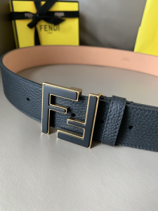 Luxury Mens Belts Fendi FF Buckle Black Grained Calfskin Belt 40MM A175PP240 AA146158