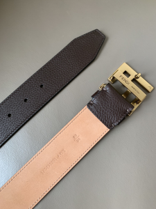 Luxury Mens Belts Fendi FF Buckle Brown Grained Calfskin Belt 40MM A175PP240 AA146159