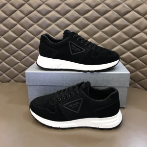 Prada Black Suede Calfskin Mens Sneakers 