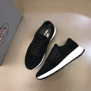 Luxury Mens Shoes Prada Black Suede Calfskin Mens Sneakers 38 To 45 A151PP480 AA146096