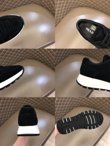 Luxury Mens Shoes Prada Black Suede Calfskin Mens Sneakers 38 To 45 A151PP480 AA146096