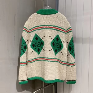 Luxury Womens Clothing Gucci Alpaca Wool Jacquard Cardigan SML A154PP580 AA146114