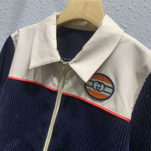 Luxury Womens Clothing Gucci Rib Cotton Velour Zip up Jacket SML A154PP580 AA146119