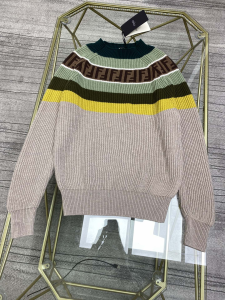 Fendi FF Jacquard Knitwear Sweaters Grey 