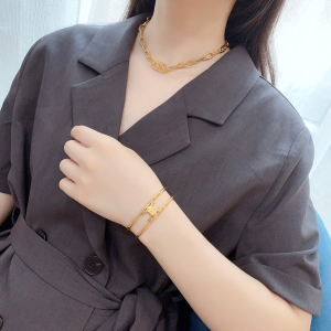 Luxury Womens Jewelry Celine Triomphe Gold Link Necklace A205PP160 AA146206