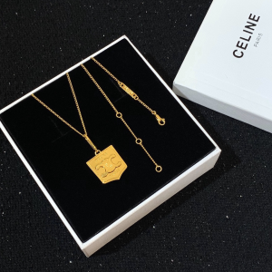 Celine Triomphe Gold Logo Necklace 
