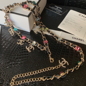 Luxury Womens Belts Chanel Crystals CC Logo Chain Belt A28PP240 AA146307