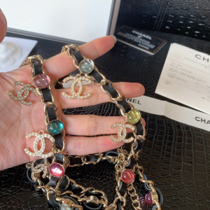 Luxury Womens Belts Chanel Crystals CC Logo Chain Belt A28PP240 AA146307