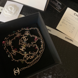 Luxury Womens Belts Chanel Crystals CC Logo Chain Belt A28PP240 AA146307