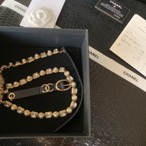 Luxury Womens Belts Chanel Crystals CC Logo Chain Belt A28PP240 AA146308