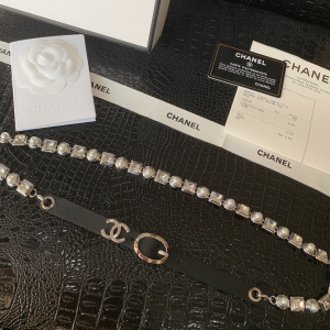 Luxury Womens Belts Chanel Crystals CC Logo Chain Belt A28PP240 AA146309