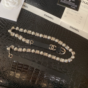 Luxury Womens Belts Chanel Crystals CC Logo Chain Belt A28PP240 AA146309