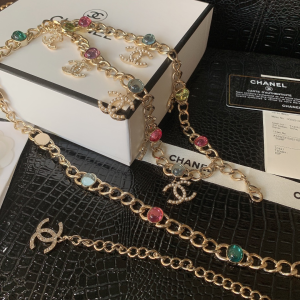 Luxury Womens Belts Chanel Crystals CC Logo Chain Belt A28PP240 AA146310