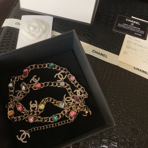 Luxury Womens Belts Chanel Crystals CC Logo Chain Belt A28PP240 AA146310