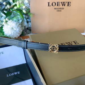 Luxury Womens Belts Loewe Anagram Black Calf Leather Belt 10MM A28PP240 AA146284