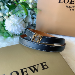Luxury Womens Belts Loewe Anagram Black Calf Leather Belt 10MM A28PP240 AA146284