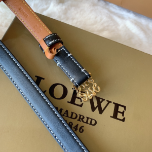 Luxury Womens Belts Loewe Anagram Black Calf Leather Belt 10MM A28PP240 AA146284