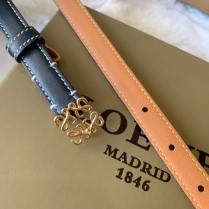 Luxury Womens Belts Loewe Anagram Black Calf Leather Belt 10MM A28PP240 AA146284