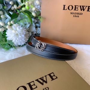 Luxury Womens Belts Loewe Anagram Black Calf Leather Belt 10MM A28PP240 AA146287