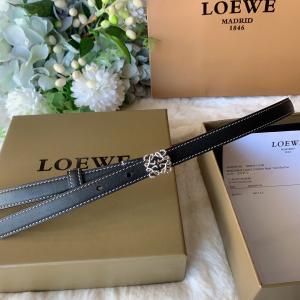 Luxury Womens Belts Loewe Anagram Black Calf Leather Belt 10MM A28PP240 AA146287