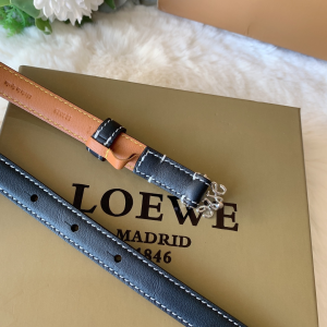 Luxury Womens Belts Loewe Anagram Black Calf Leather Belt 10MM A28PP240 AA146287
