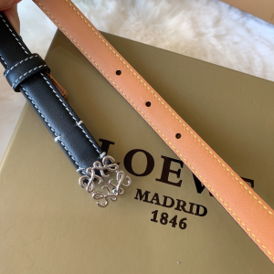 Luxury Womens Belts Loewe Anagram Black Calf Leather Belt 10MM A28PP240 AA146287