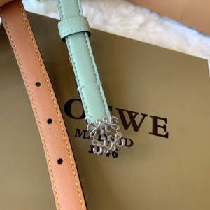 Luxury Womens Belts Loewe Anagram Sky Blue Calf Leather Belt 10MM A28PP240 AA146286