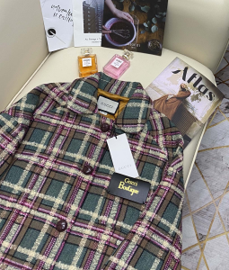 Luxury Womens Clothing Gucci Tweed Wool Long Coat SML A40PP980 AA146363