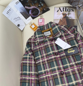 Luxury Womens Clothing Gucci Tweed Wool Long Coat SML A40PP980 AA146363