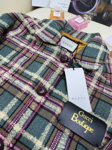 Luxury Womens Clothing Gucci Tweed Wool Long Coat SML A40PP980 AA146363