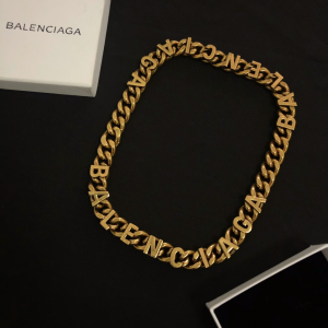Balenciaga Gold Metallic Logo Chain Necklace 