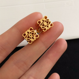 Luxury Womens Jewelry Loewe Gold Anagram Stud Earrings A39PP120 AA146353