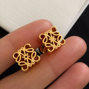 Luxury Womens Jewelry Loewe Gold Anagram Stud Earrings A39PP120 AA146353