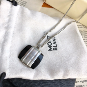 Montblanc Tribute To Mont Blanc Black Onyx Stainless Steel Necklace Montblanc Tribute To Mont Blanc Black Onyx Stainless Steel Necklace