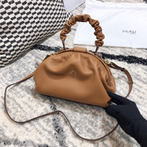 Manu Atelier Ruched Demi XX Shoulder Bag Tan Calfskin Manu Atelier Ruched Demi XX Shoulder Bag Tan Calfskin