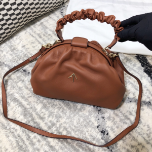 Manu Atelier Ruched Demi XX Shoulder Bag Tan Calfskin Manu Atelier Ruched Demi XX Shoulder Bag Tan Calfskin
