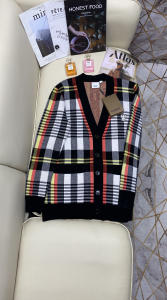 Burberry Stripe Merino Wool Blend Cardigan 