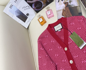 Luxury Womens Clothing Gucci GG Cotton Wool Piquet Cardigan Red SML A130PP480 AA146511