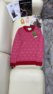 Gucci GG Cotton Wool Piquet Sweaters Red 