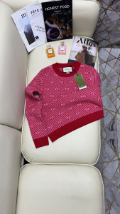 Luxury Womens Clothing Gucci GG Cotton Wool Piquet Sweaters Red SML A130PP480 AA146512