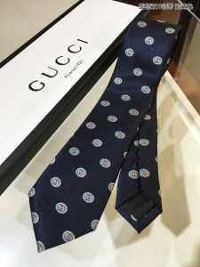 Gucci Interlocking G Silk Tie Navy Blue 