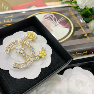 Chanel Vintage Double Crystal CC Logo Brooch 