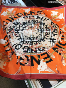 Burberry Check Cashmere Silk Scarf Orange 