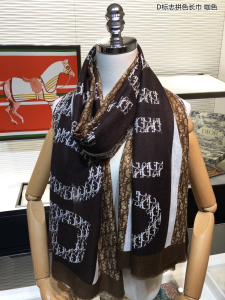 Dior Oblique Cashmere Silk Scarf Brown 